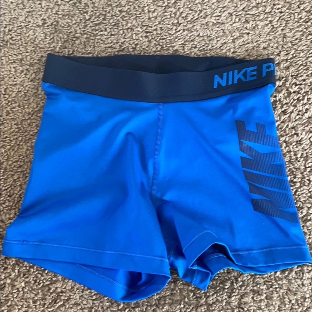 Blue Nike Pro Spandex Shorts